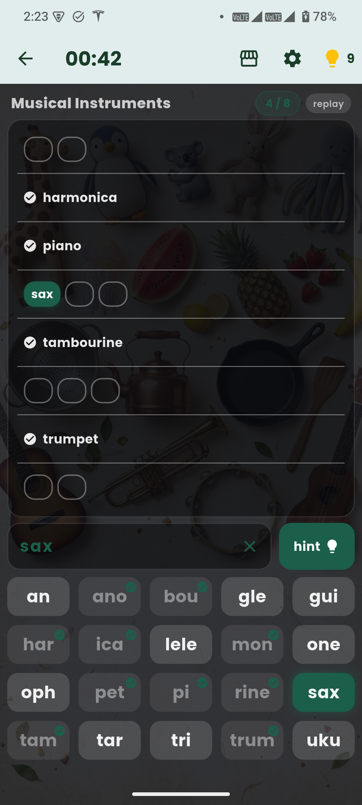 Gameplay — tap tiles to build words